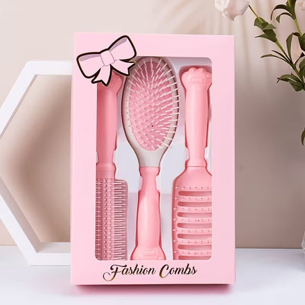 3-Piece Hair Brush Set for Women | Detangling Paddle, Round & Vented Hair Styling Brushes for Blow Dry, Scalp Massage & All Hair Types