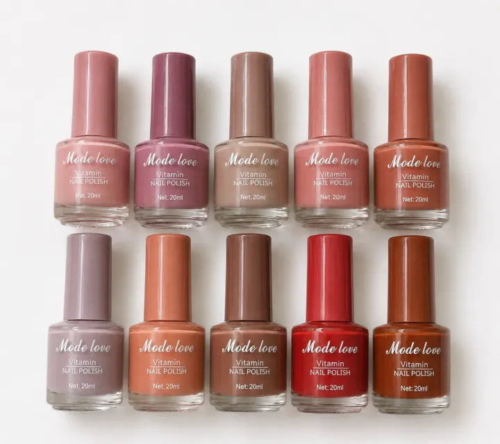 Nude Nail Polish Set - 12 Pcs - Vitamin Enriched - Long Lasting & Quick Dry - Multi colours available