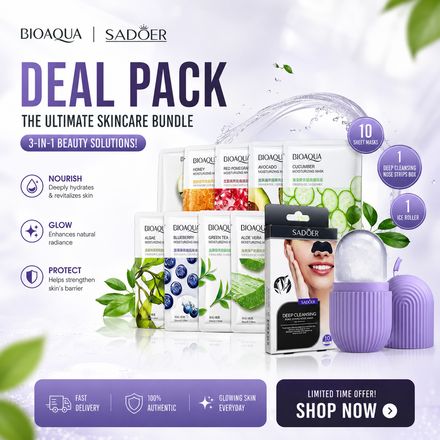 BIOAQUA & SADOER Skincare Deal โ 10 Sheet Masks, Nose Strips & Ice Roller