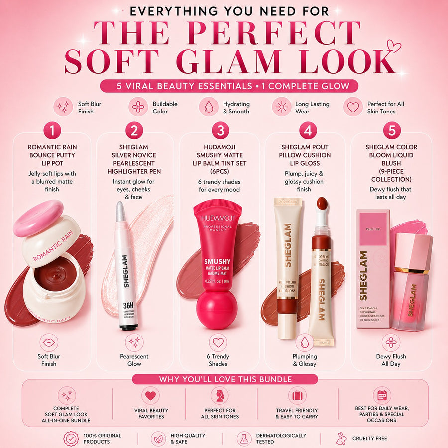 Complete Soft Glam Collection | Korean Beauty Bundle | 5-Piece Everyday Makeup Kit