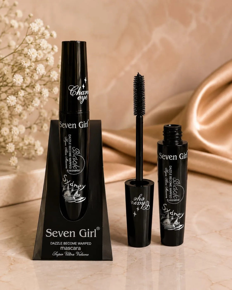 Seven Girl Waterproof Volumizing & Lengthening Mascara – Long-Lasting Smudge-Proof Black Mascara for Fuller, Thicker & Defined Lashes