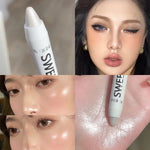 KS-ONE 1 PC Silver Pearlescent Waterproof Highlighter Pen/ Novice Long Lasting Flash Lying Silkworm Eye Shadow Makeup