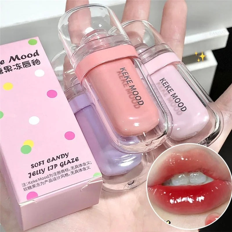 Jelly Lip Gloss Set Hydrating Moisturizing Lip Glaze Long Lasting Waterproof Lip Tint Shiny Glass Finish Cute Capsule Mini Lipstick Kit for Women Girls