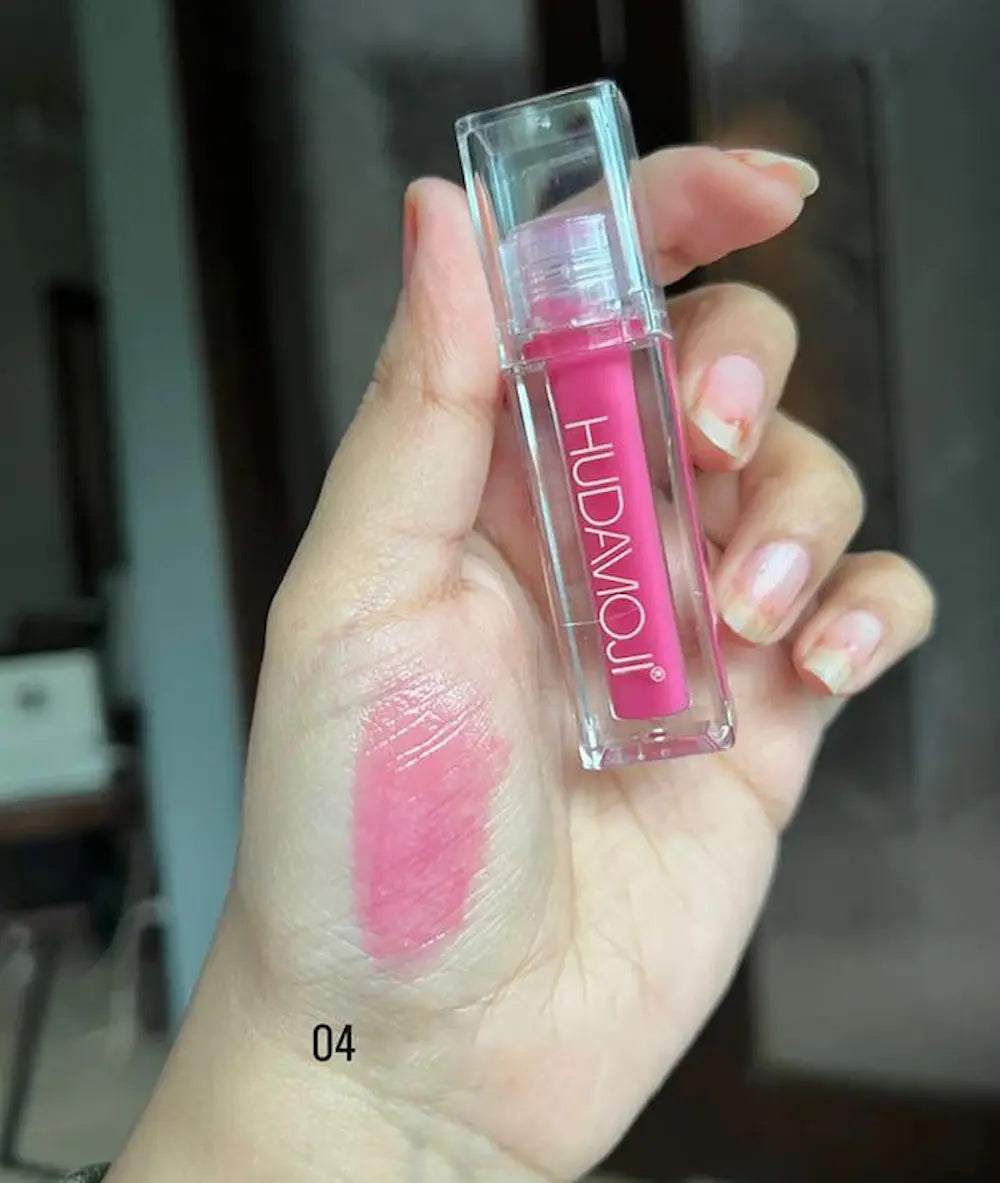 HUDAMOJI Viral Matte Lip Gloss – Long Lasting Glossy Shine