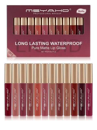 MSYAHO 12 Pcs Matte Liquid Lipstick Set – Waterproof Long Lasting