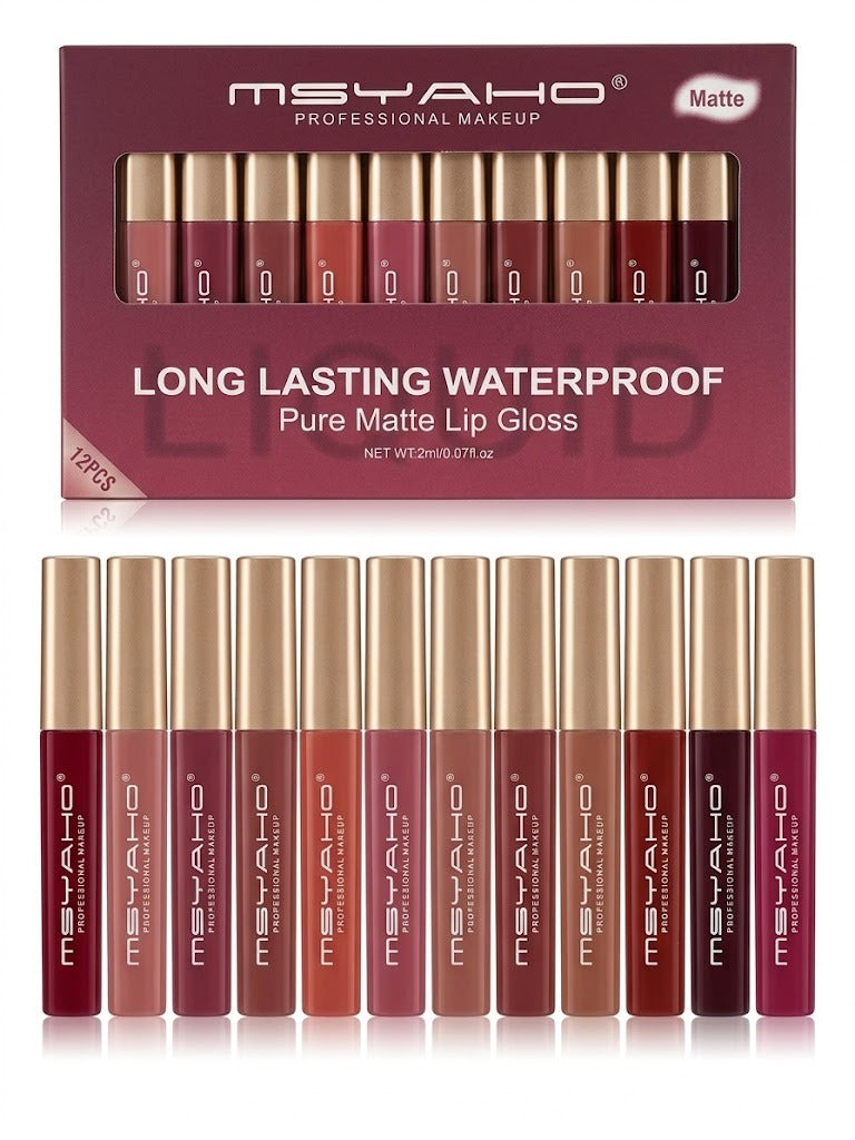 MSYAHO 12 Pcs Matte Liquid Lipstick Set – Waterproof Long Lasting