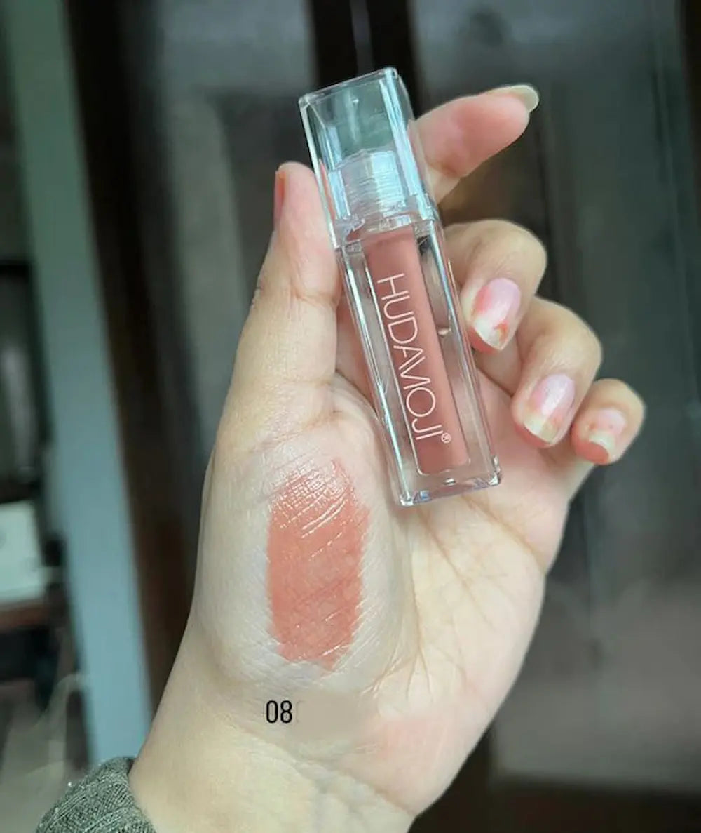 HUDAMOJI Viral Matte Lip Gloss – Long Lasting Glossy Shine