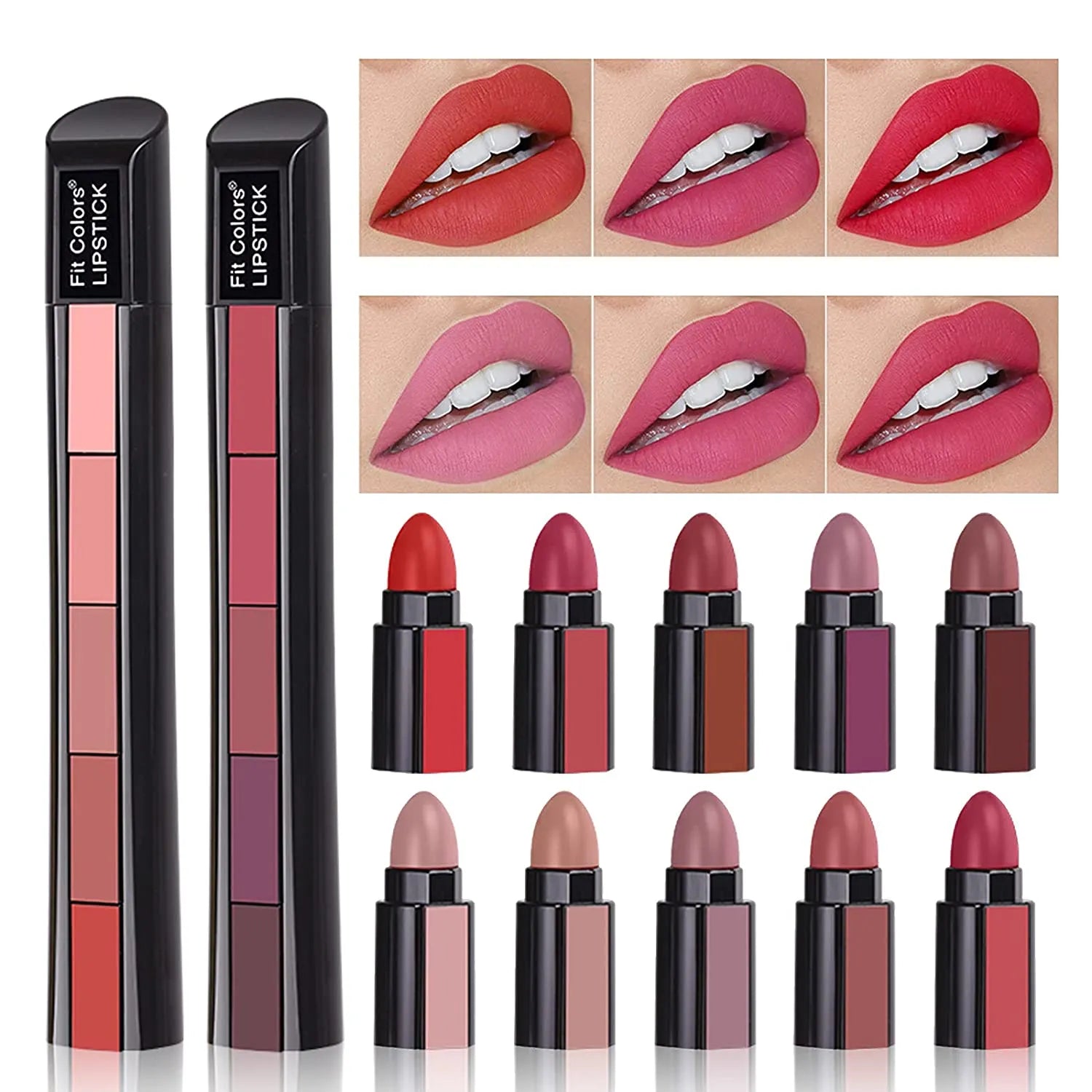 5-in-1 Waterproof Matte Lipstick Set | Long-Lasting Color