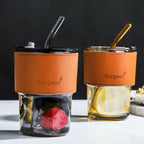 Premium Glass Coffee Tumbler with Straw & Lid – Reusable Heat Resistant Travel Cup for Iced Coffee, Tea, Juice & Smoothies
