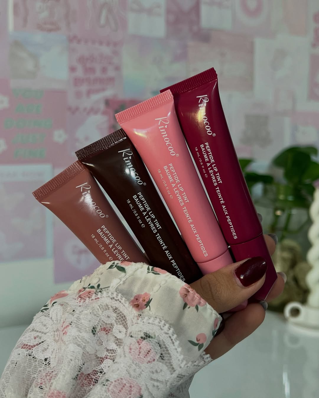 Rimocoo Peptide Lip Tint 4pcs Set – Hydrating Glossy Lip Balm
