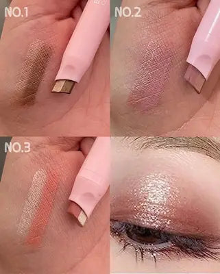 Dragon Ranee Eyeshadow Stick 2 In 1 Double Color Gradient Velvet Shadow Stick Eye Makeup Waterproof Lasting Shimmer Metallic Eyeshadow Makeup