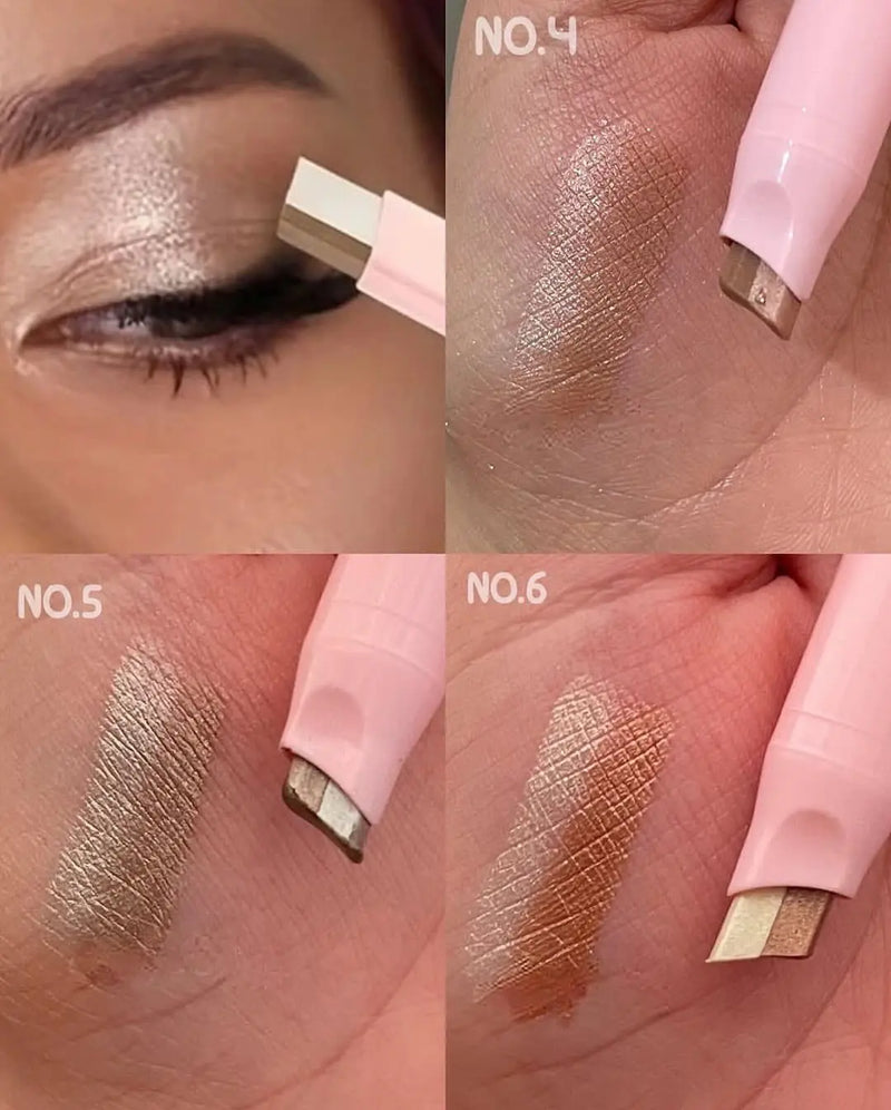 Dragon Ranee Eyeshadow Stick 2 In 1 Double Color Gradient Velvet Shadow Stick Eye Makeup Waterproof Lasting Shimmer Metallic Eyeshadow Makeup