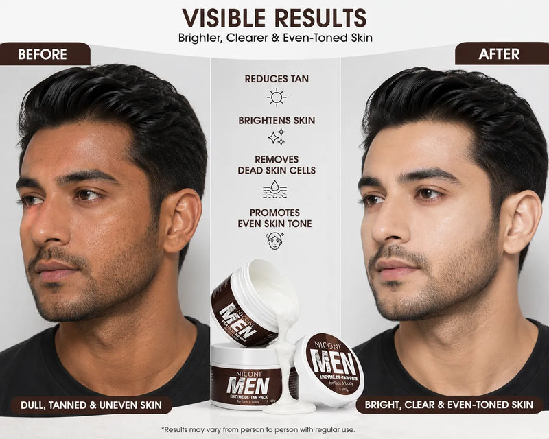 NICONI Men Enzyme De-Tan Pack 300g | Face & Body De-Tan Pack
