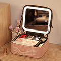 Smart Led Makeup Bag With Mirror Lights Professional Cosmetic Case For Women Travel Organizers Beauty Kit Storage