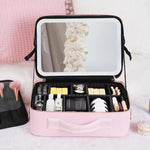 Smart Led Makeup Bag With Mirror Lights Professional Cosmetic Case For Women Travel Organizers Beauty Kit Storage