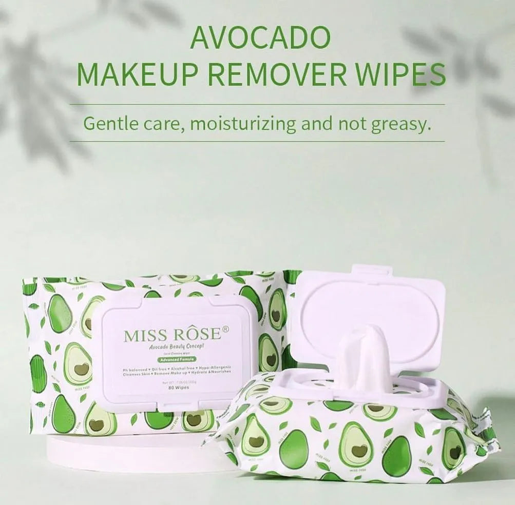 Miss Rose Avocado Makeup Remover Wipes 80 Sheets