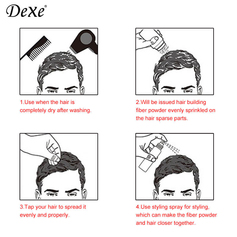 DeXe Hair Building Fibers Black 22g – Instant Hair Thickening Fiber Powder for Men & Women | Natural Hair Loss Concealer for Thinning Hair | Long-Lasting Full Coverage