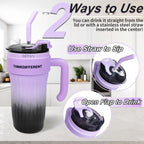 24oz Leakproof Insulated Stainless Steel Tumbler with Handle & Straw – Travel Coffee Mug for Hot & Cold Drinks