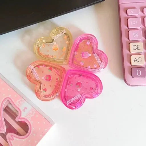 HUDAMOJI Heart Highlighter 4 PCS Set | 4 Color Shimmer Face Highlighter Palette | Long-Lasting Radiant Glow Makeup Illuminator