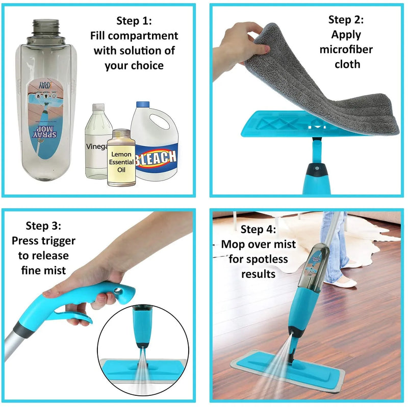 Premium Spray Mop Floor Cleaner with Refillable Water Tank & Washable Microfiber Pads – 360° Wet & Dry Microfiber Flat Mop for Hardwood, Tile, Laminate, Marble & Home Floor Cleaning