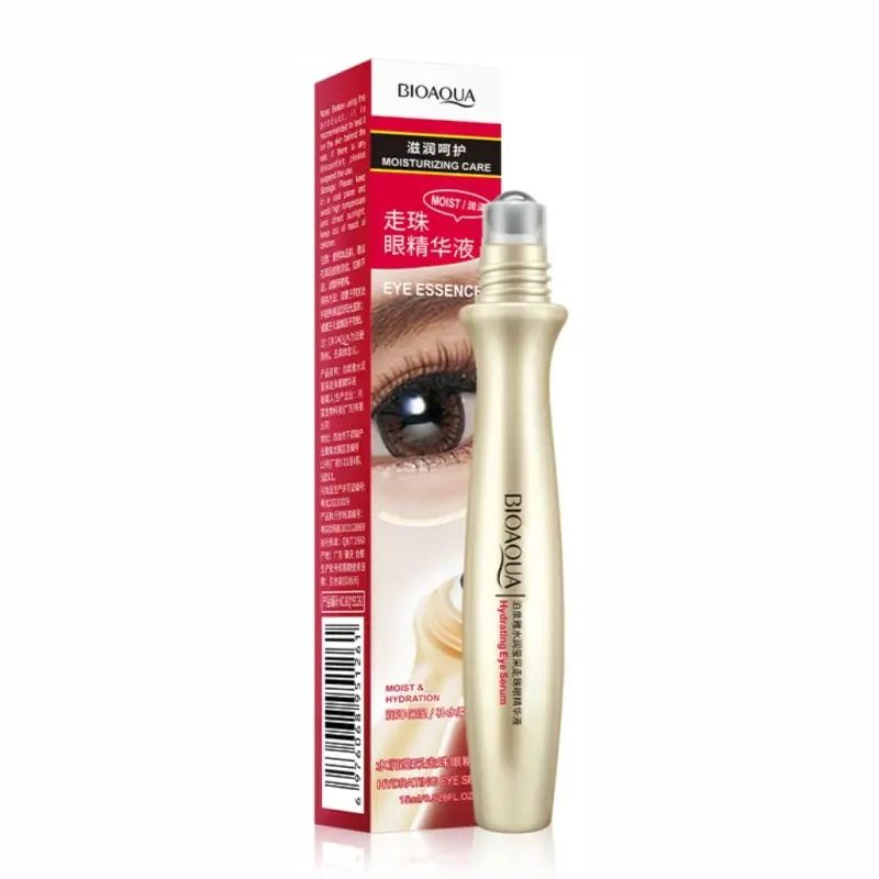 BIOAQUA Roll On Eye Essence Serum with Cooling Metal Roller for Dark Circles, Puffiness, Eye Bags & Fine Lines