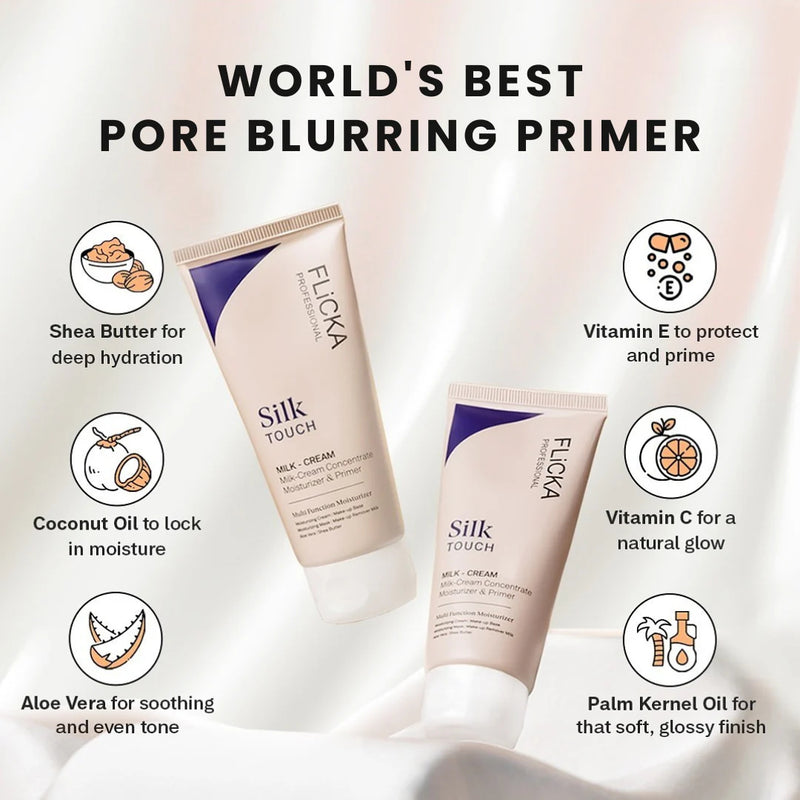 FLICKA Silk Touch 3-in-1 Primer + Moisturizer — Blurs 100% of Pores