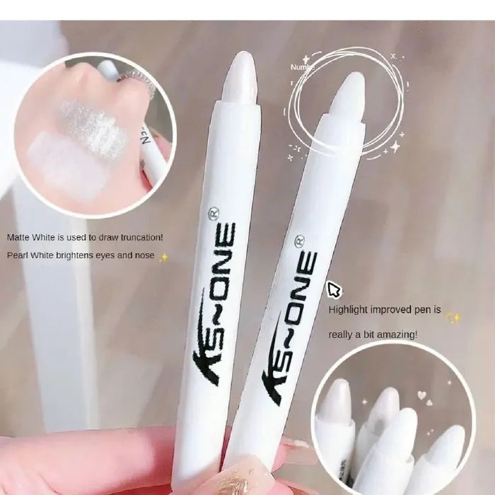 KS-ONE 1 PC Silver Pearlescent Waterproof Highlighter Pen/ Novice Long Lasting Flash Lying Silkworm Eye Shadow Makeup