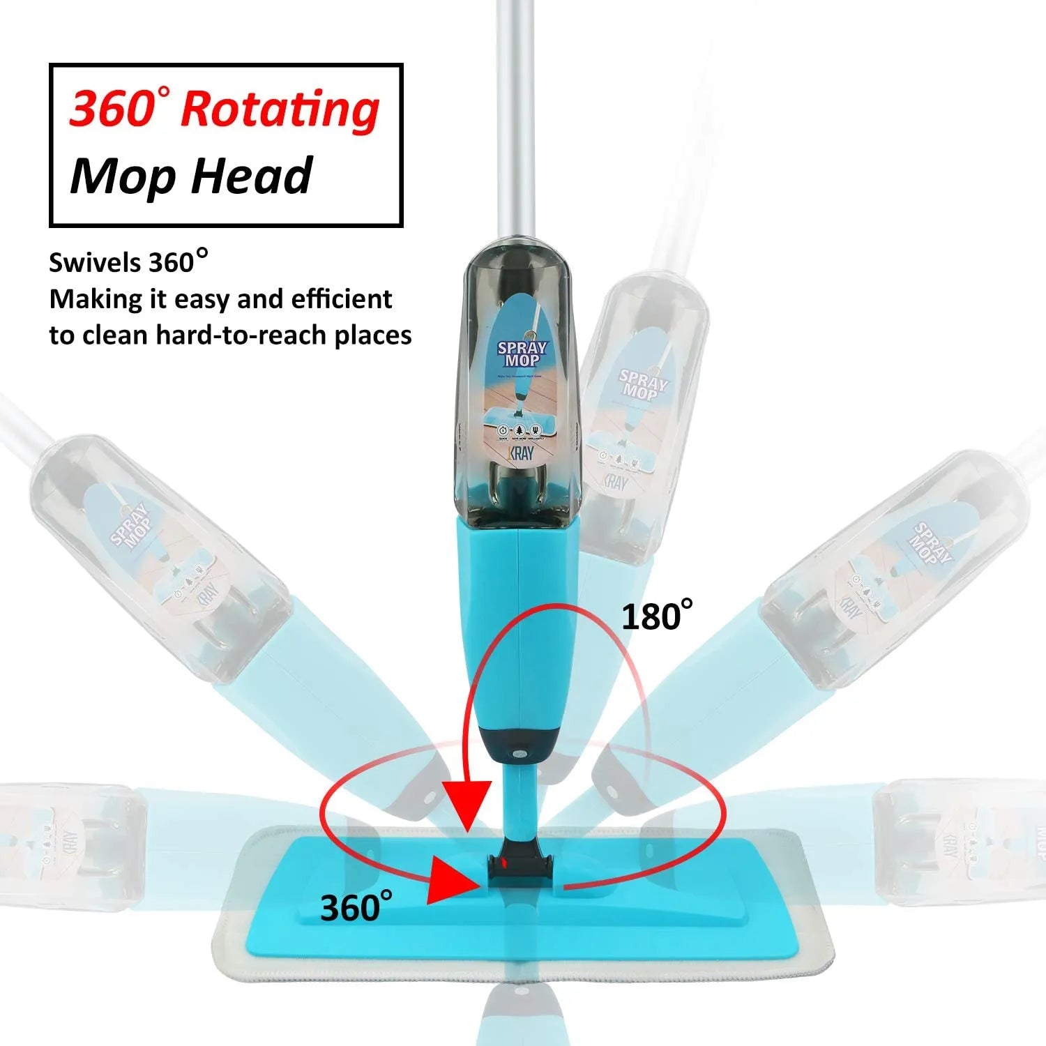 Premium Spray Mop Floor Cleaner with Refillable Water Tank & Washable Microfiber Pads – 360° Wet & Dry Microfiber Flat Mop for Hardwood, Tile, Laminate, Marble & Home Floor Cleaning