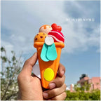 Portable Ice Cream Shape Mini Hand Press Fan Toy for Kids – Cute Handheld Summer Cooling Fan with Safe Soft Blades for Travel, School & Outdoor Use
