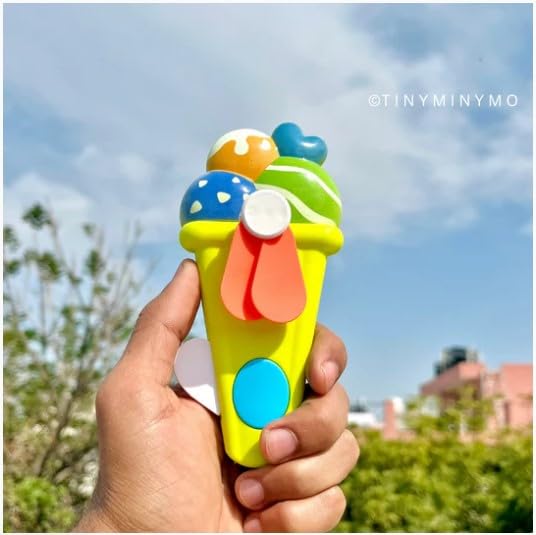 Portable Ice Cream Shape Mini Hand Press Fan Toy for Kids – Cute Handheld Summer Cooling Fan with Safe Soft Blades for Travel, School & Outdoor Use