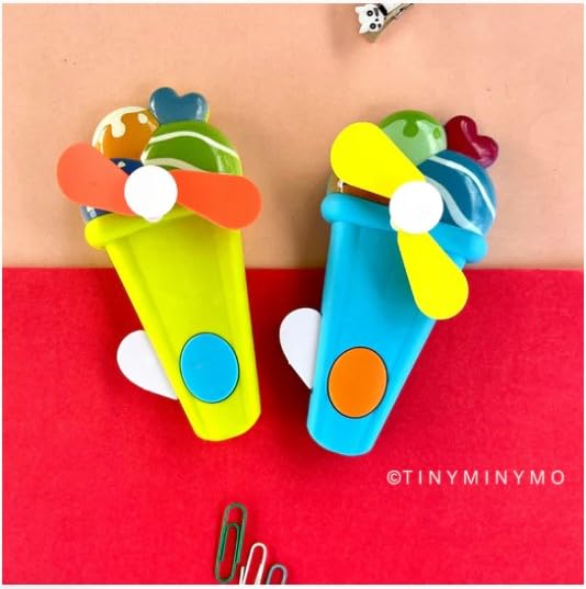 Portable Ice Cream Shape Mini Hand Press Fan Toy for Kids – Cute Handheld Summer Cooling Fan with Safe Soft Blades for Travel, School & Outdoor Use