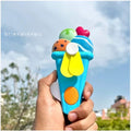 Portable Ice Cream Shape Mini Hand Press Fan Toy for Kids – Cute Handheld Summer Cooling Fan with Safe Soft Blades for Travel, School & Outdoor Use