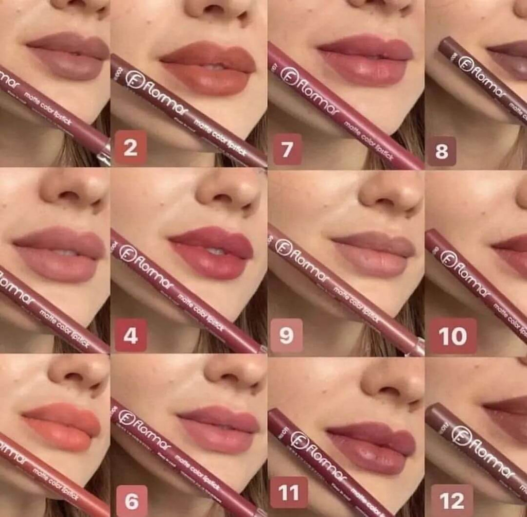 Pack Of 12 Flormar Matte Lip Pencil – Creamy & Waterproof Lip Liner