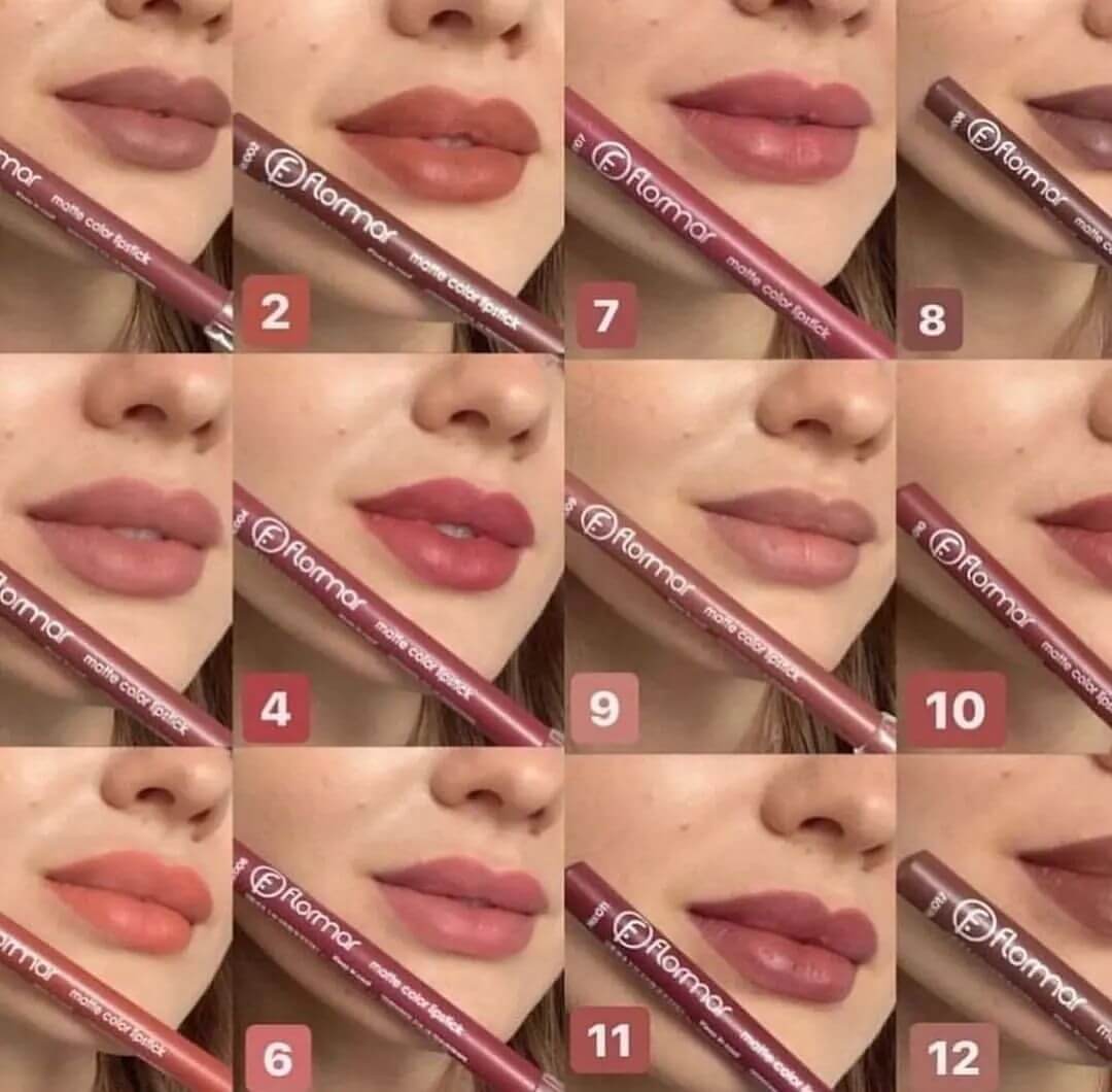Pack Of 12 Flormar Matte Lip Pencil – Creamy & Waterproof Lip Liner