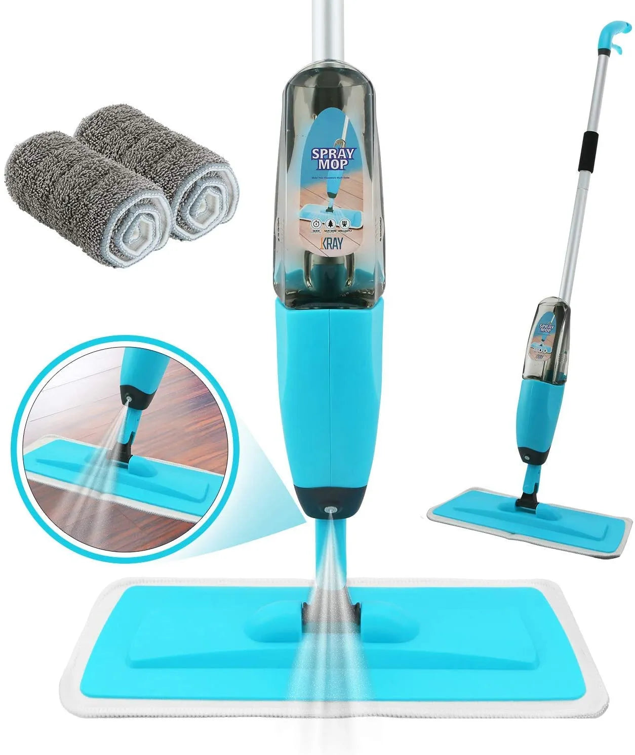 Premium Spray Mop Floor Cleaner with Refillable Water Tank & Washable Microfiber Pads – 360° Wet & Dry Microfiber Flat Mop for Hardwood, Tile, Laminate, Marble & Home Floor Cleaning