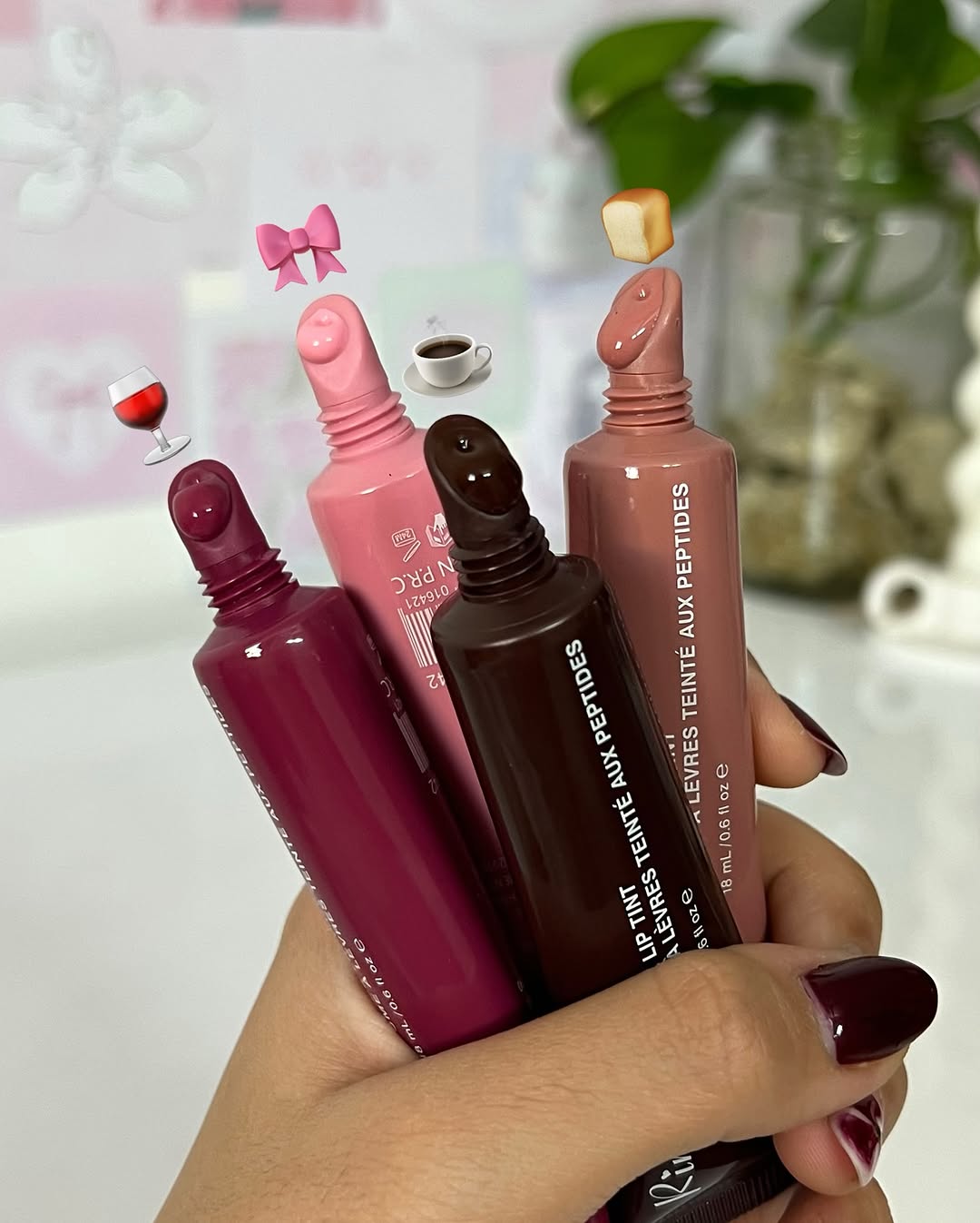 Rimocoo Peptide Lip Tint 4pcs Set – Hydrating Glossy Lip Balm