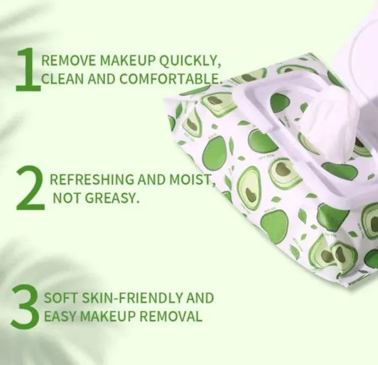 Miss Rose Avocado Makeup Remover Wipes 80 Sheets