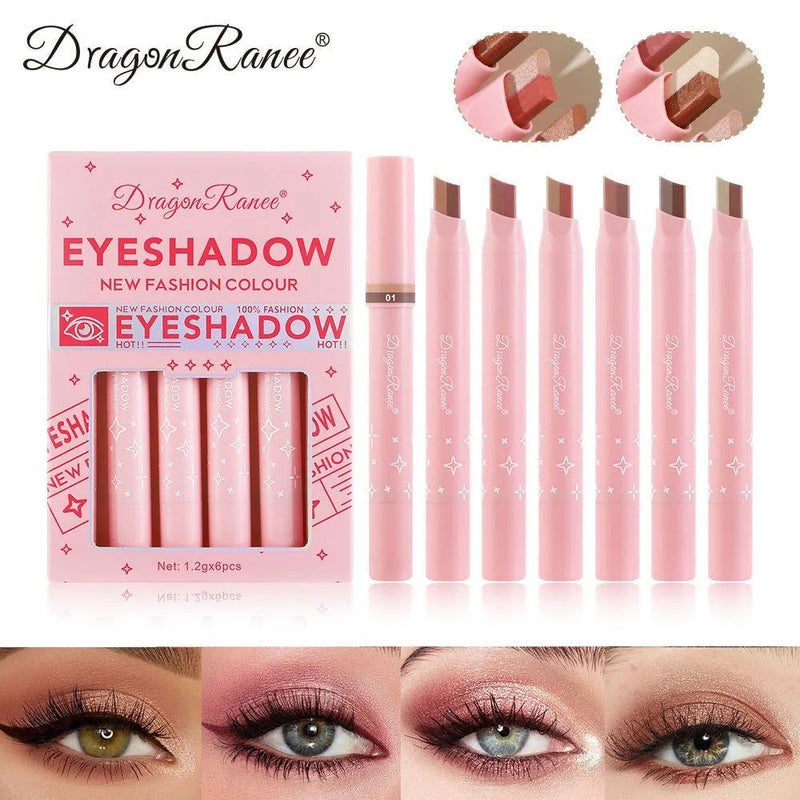 Dragon Ranee Eyeshadow Stick 2 In 1 Double Color Gradient Velvet Shadow Stick Eye Makeup Waterproof Lasting Shimmer Metallic Eyeshadow Makeup