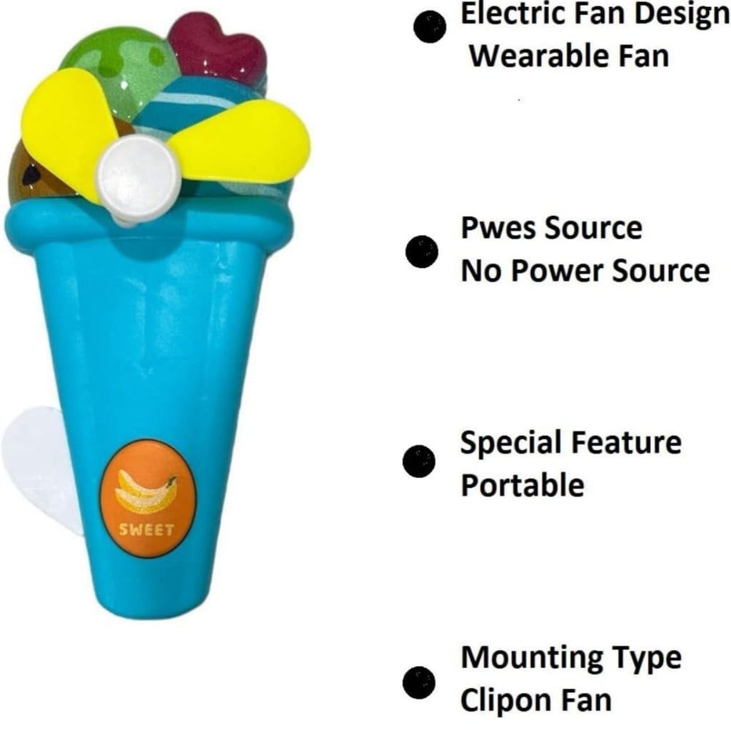 Portable Ice Cream Shape Mini Hand Press Fan Toy for Kids – Cute Handheld Summer Cooling Fan with Safe Soft Blades for Travel, School & Outdoor Use