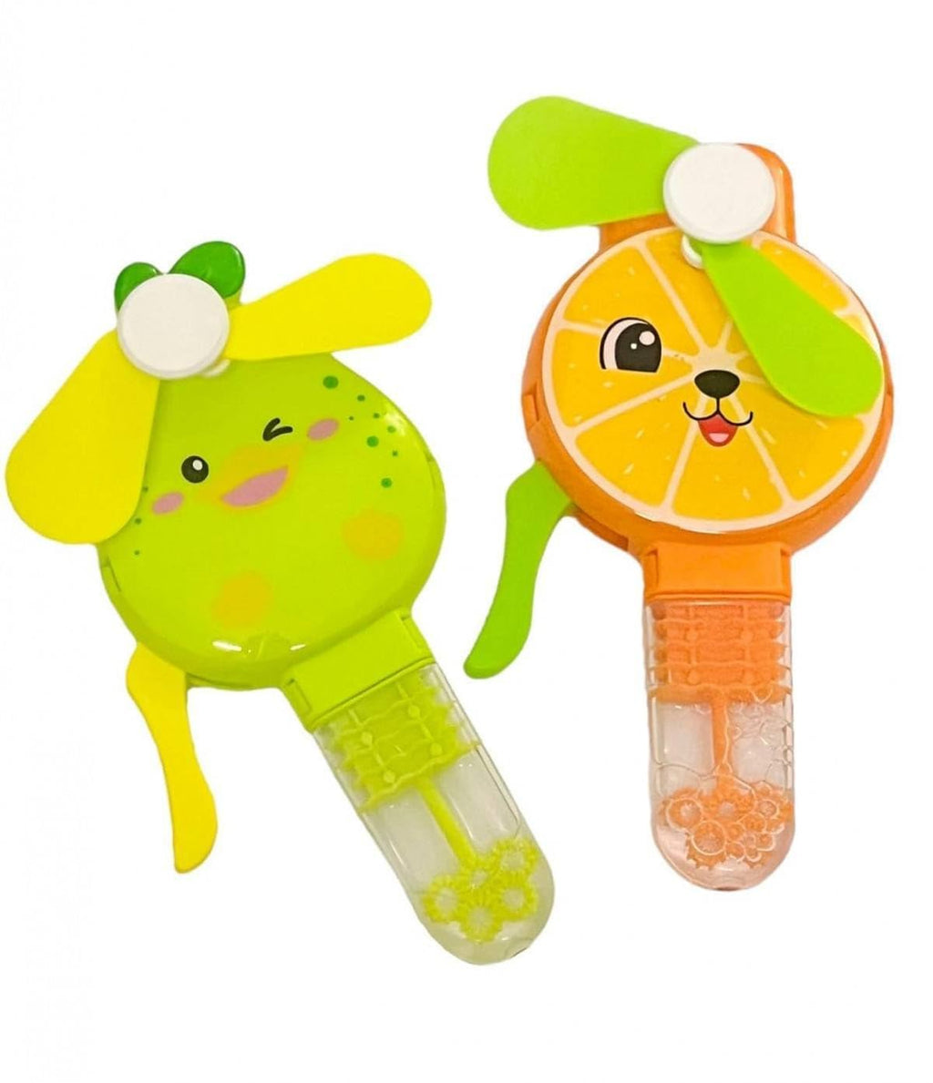 Fruit Shape Mini Hand Fan Toy for Kids – 2-in-1 Bubble Blower