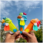 Portable Ice Cream Shape Mini Hand Press Fan Toy for Kids – Cute Handheld Summer Cooling Fan with Safe Soft Blades for Travel, School & Outdoor Use