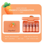 Dragon Ranee Carrot Mini Lipstick 5-Piece Set – Long-Lasting Waterproof Velvet Matte Nude Lipstick Collection for Women