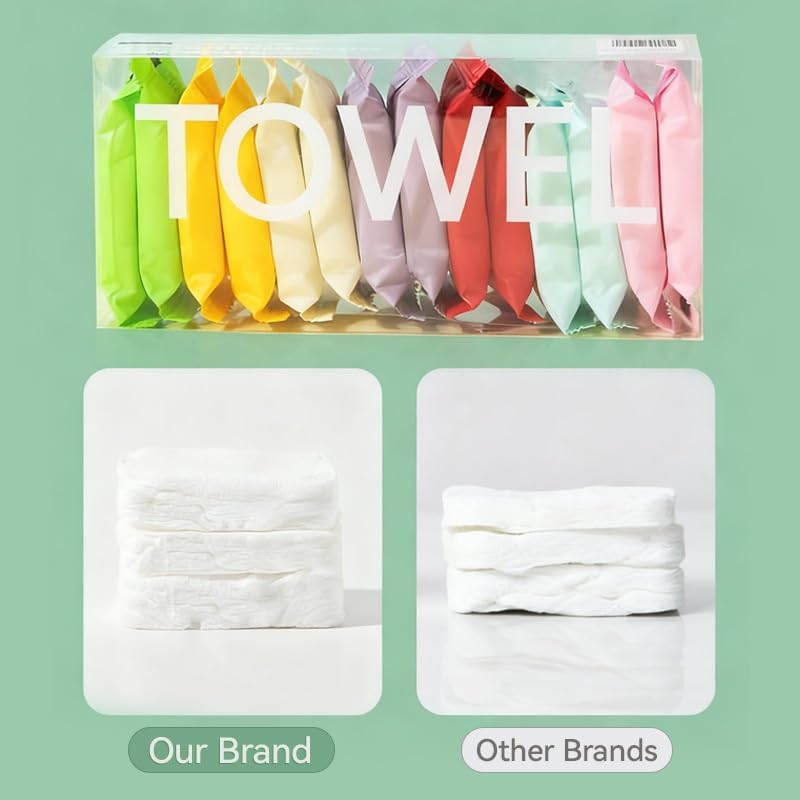Disposable Compressed Towels 14 Pack – Individually Wrapped Portable Travel Face Towels, Soft Expandable Cotton Towels for Camping, Hiking, Hotel, Gym, Office & Outdoor Use