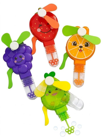 Fruit Shape Mini Hand Fan Toy for Kids – 2-in-1 Bubble Blower