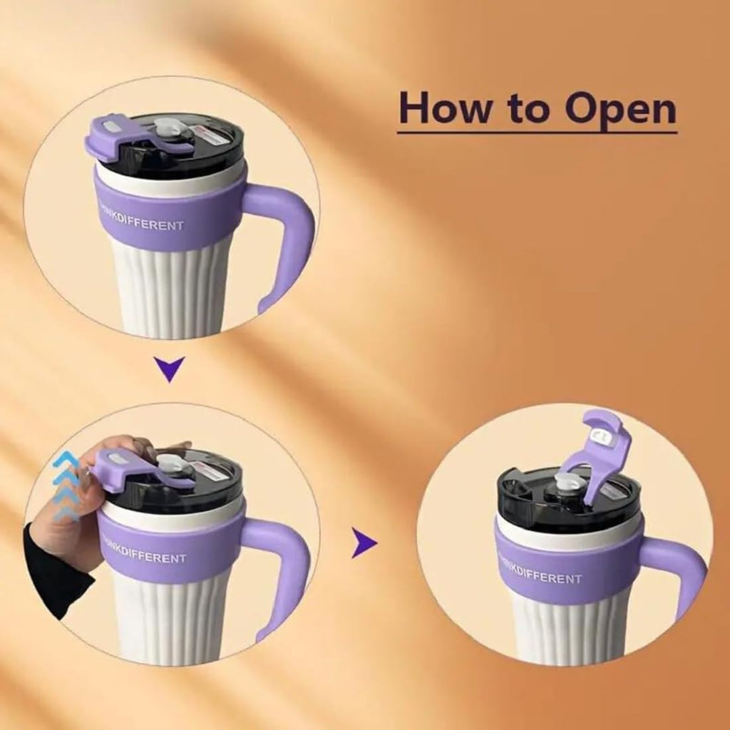 Premium 30oz Stainless Steel Vacuum Insulated Tumbler with Handle & Straw – Leakproof Travel Mug for Hot & Cold Drinks, Reusable Thermal Coffee Cup for Office, Gym, Car & Travel