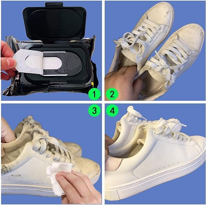 Shoe Cleaning Wipes for White Sneakers & Leather Shoes – Instant Disposable Wet Wipes for Dirt, Stain & Scuff Removal Shoe Care Cleaning Kit