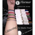 Flormar Glitter Eye Shadow Pencil Set 12 Colors | Waterproof Shimmer Eyeshadow & Eyeliner Pencils | Long-Lasting Metallic Eye Makeup