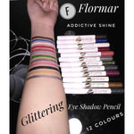 Flormar Glitter Eye Shadow Pencil Set 12 Colors | Waterproof Shimmer Eyeshadow & Eyeliner Pencils | Long-Lasting Metallic Eye Makeup