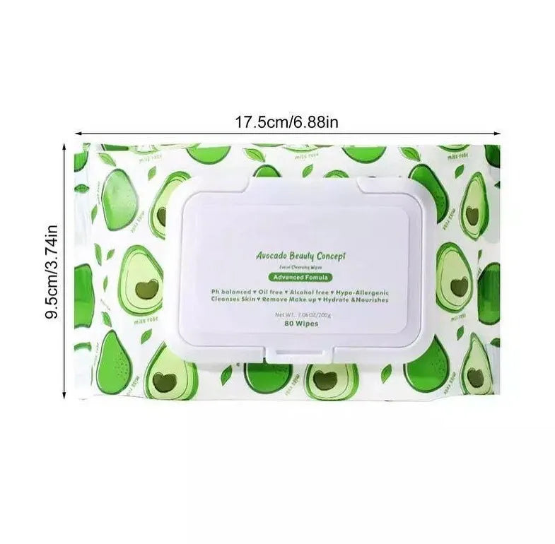 Miss Rose Avocado Makeup Remover Wipes 80 Sheets