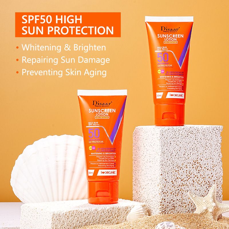 Disaar Sunscreen Lotion SPF 50 PA+++ Broad Spectrum UVA/UVB Protection Face Sunscreen with Vitamin C, Lightweight Moisturizing Formula, 50ml